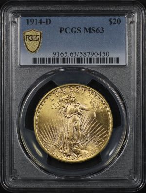 Obverse of this 1914-D St. Gaudens $20 PCGS MS-63
