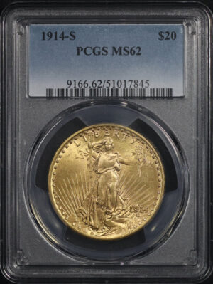 Obverse of this 1914-S St. Gaudens $20 PCGS MS-62