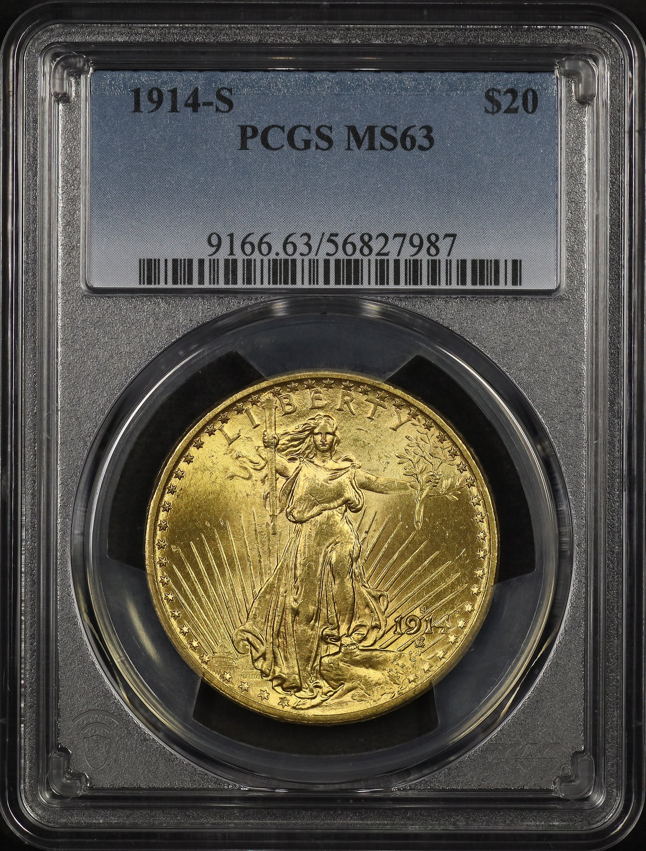 Obverse of this 1914-S St. Gaudens $20 PCGS MS-63