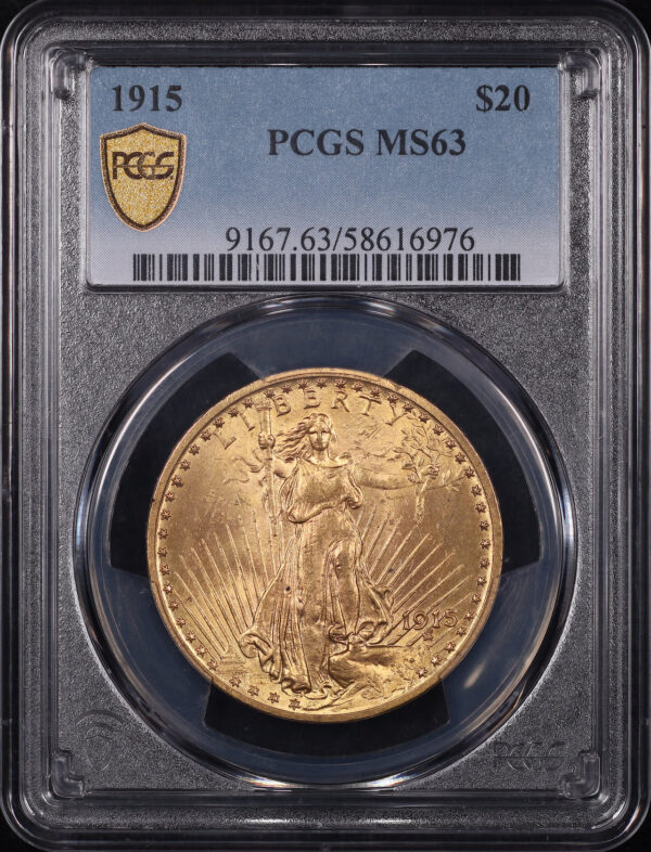 Obverse of this 1915 St. Gaudens $20 PCGS MS-63