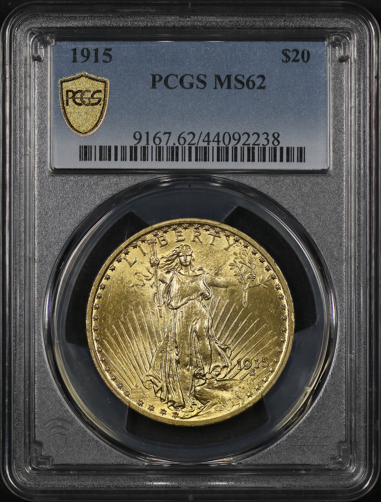 Obverse of this 1915 St. Gaudens $20 PCGS MS-62