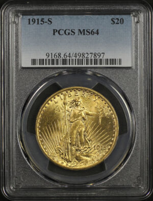 Obverse of this 1915-S St. Gaudens $20 PCGS MS-64