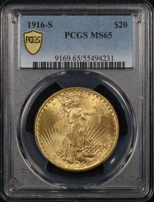 Obverse of this 1916-S St. Gaudens $20 PCGS MS-65