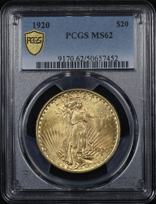 Obverse of this 1920 St. Gaudens $20 PCGS MS-62