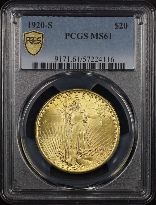 Obverse of this 1920-S St. Gaudens $20 PCGS MS-61