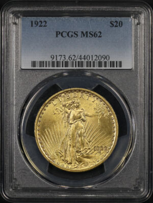 Obverse of this 1922 St. Gaudens $20 PCGS MS-62