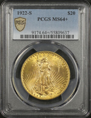 Obverse of this 1922-S St. Gaudens $20 PCGS MS-64+
