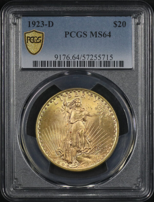 Obverse of this 1923-D St. Gaudens $20 PCGS MS-64