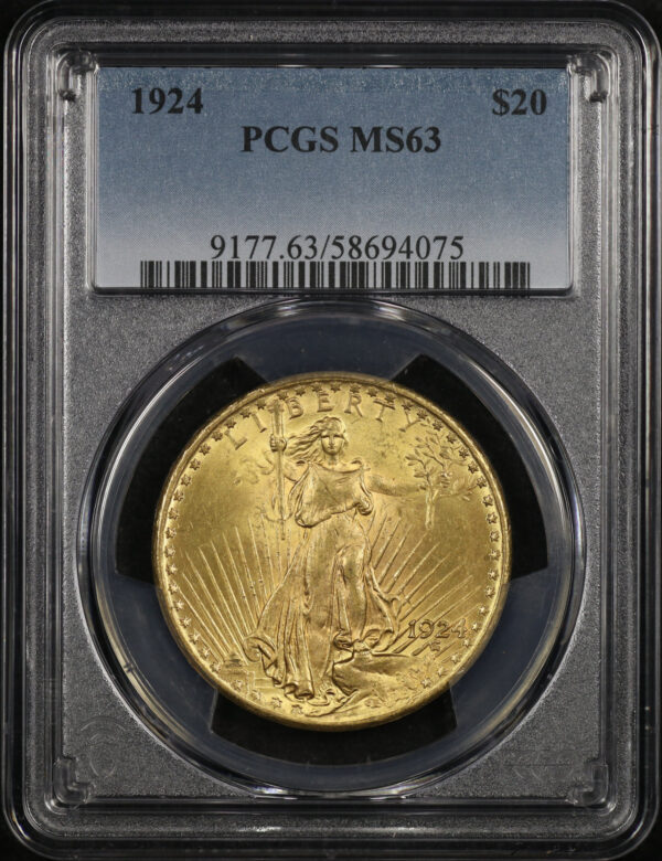 Obverse of this 1924 St. Gaudens $20 PCGS MS-63
