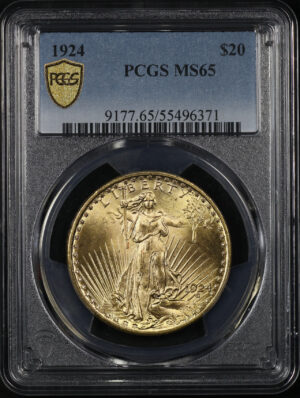Obverse of this 1924 St. Gaudens $20 PCGS MS-65