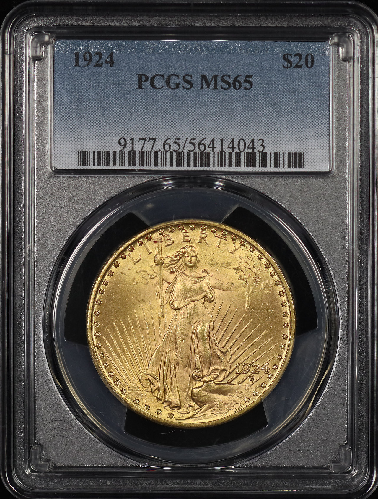 Obverse of this 1924 St. Gaudens $20 PCGS MS-65