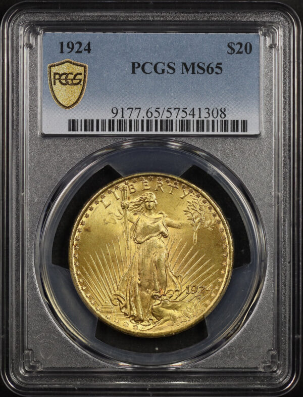 Obverse of this 1924 St. Gaudens $20 PCGS MS-65