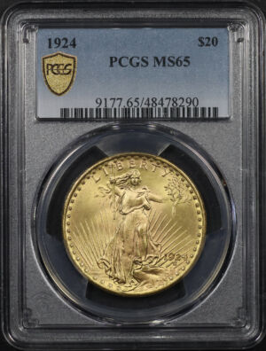 Obverse of this 1924 St. Gaudens $20 PCGS MS-65