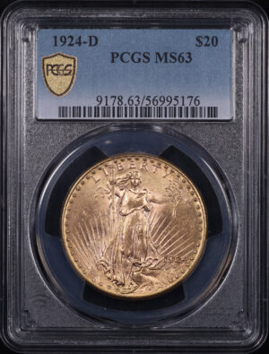 Obverse of this 1924-D St. Gaudens $20 PCGS MS-63
