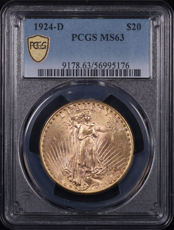 Obverse of this 1924-D St. Gaudens $20 PCGS MS-63