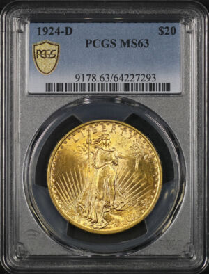 Obverse of this 1924-D St. Gaudens $20 PCGS MS-63