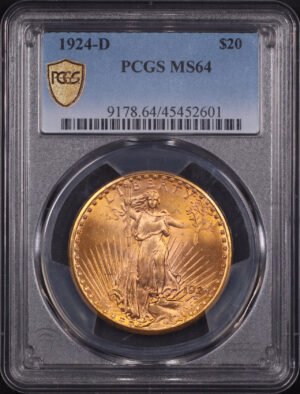 Obverse of this 1924-D St. Gaudens $20 PCGS MS-64