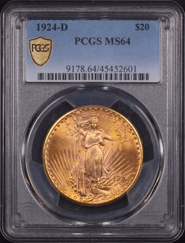 Obverse of this 1924-D St. Gaudens $20 PCGS MS-64