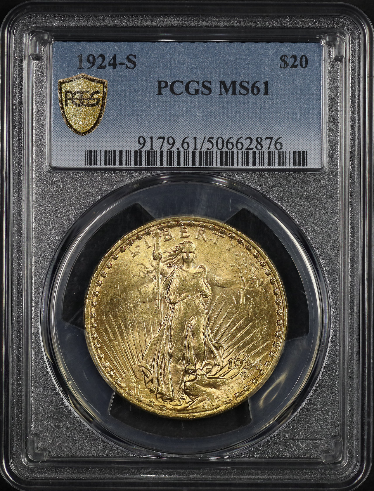 Obverse of this 1924-S St. Gaudens $20 PCGS MS-61