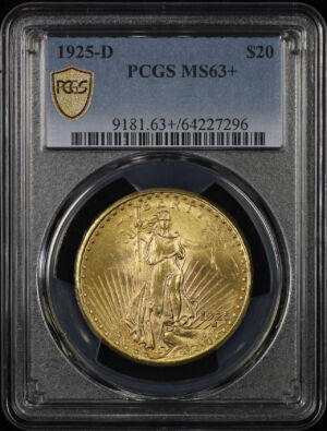 Obverse of this 1925-D St. Gaudens $20 PCGS MS-63+