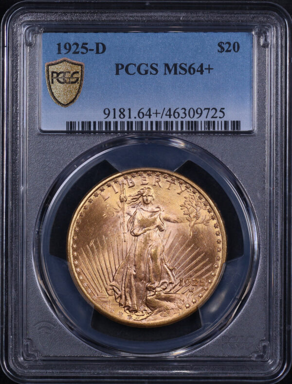 Obverse of this 1925-D St. Gaudens $20 PCGS MS-64+
