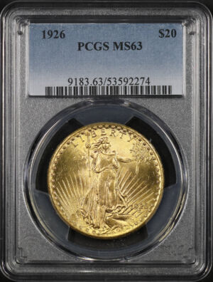 Obverse of this 1926 St. Gaudens $20 PCGS MS-63