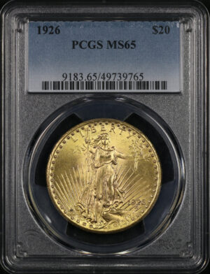 Obverse of this 1926 St. Gaudens $20 PCGS MS-65