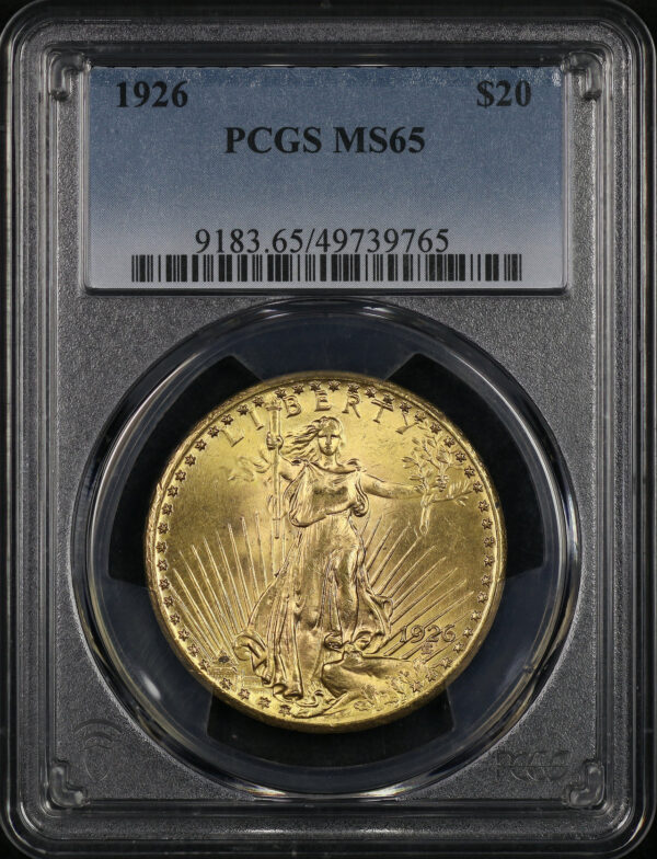 Obverse of this 1926 St. Gaudens $20 PCGS MS-65