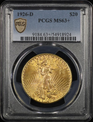 Obverse of this 1926-D St. Gaudens $20 PCGS MS-63+