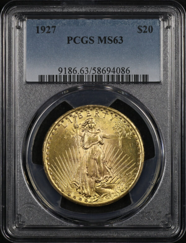 Obverse of this 1927 St. Gaudens $20 PCGS MS-63