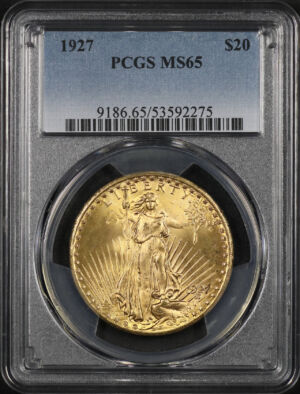 Obverse of this 1927 St. Gaudens $20 PCGS MS-65