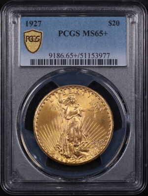 Obverse of this 1927 St. Gaudens $20 PCGS MS-65+