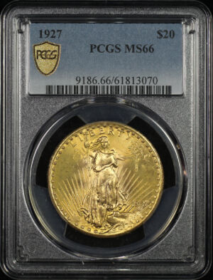 Obverse of this 1927 St. Gaudens $20 PCGS MS-66