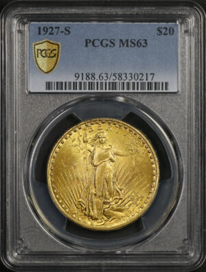 Obverse of this 1927-S St. Gaudens $20 PCGS MS-63
