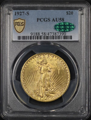 Obverse of this 1927-S St. Gaudens $20 PCGS AU-58 CAC
