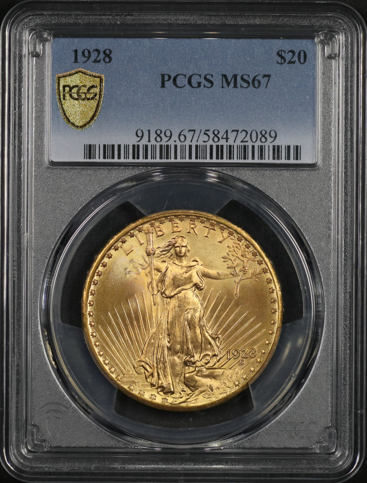 Obverse of this 1928 St. Gaudens $20 PCGS MS-67
