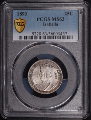 Obverse of this 1893 25C Isabella Silver Commemorative PCGS MS-63