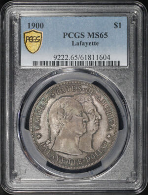 Obverse of this 1900 $1 Lafayette Silver Commemorative PCGS MS-65
