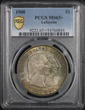 Obverse of this 1900 $1 Lafayette Silver Commemorative PCGS MS-65+