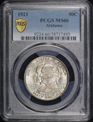 Obverse of this 1921 50C Alabama Silver Commemorative PCGS MS-66