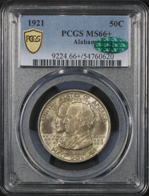 Obverse of this 1921 50C Alabama Silver Commemorative PCGS MS-66+ CAC