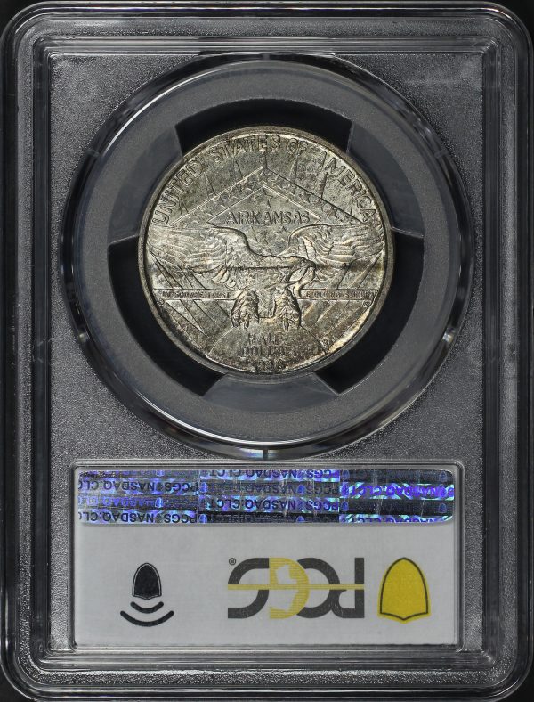 Reverse of this 1938-D 50C Arkansas Silver Commemorative PCGS MS-66+