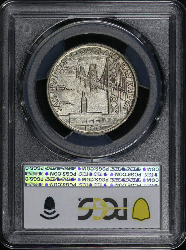 Reverse of this 1936-S 50C Bay Bridge Silver Commemorative PCGS MS-65