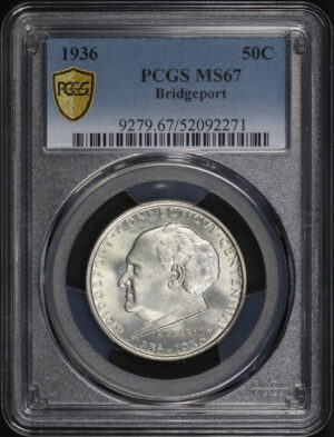 Obverse of this 1936 50C Bridgeport Silver Commemorative PCGS MS-67