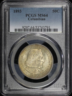 Obverse of this 1893 Silver Commemorative Columbian 50C PCGS MS-64