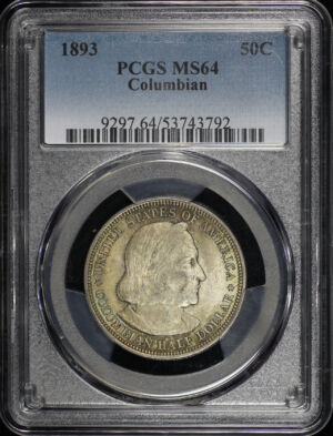 Obverse of this 1893 Silver Commemorative Columbian 50C PCGS MS-64