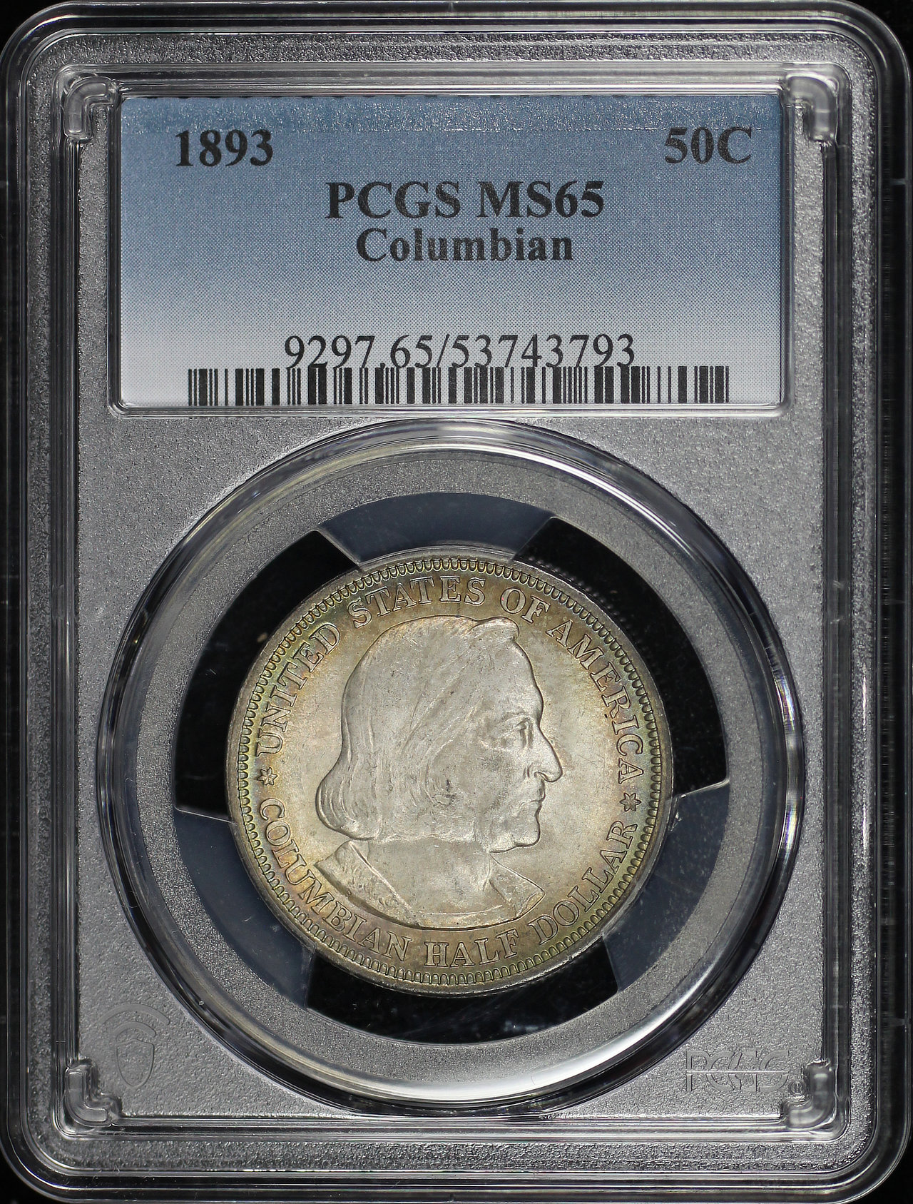 Obverse of this 1893 Silver Commemorative Columbian 50C PCGS MS-65