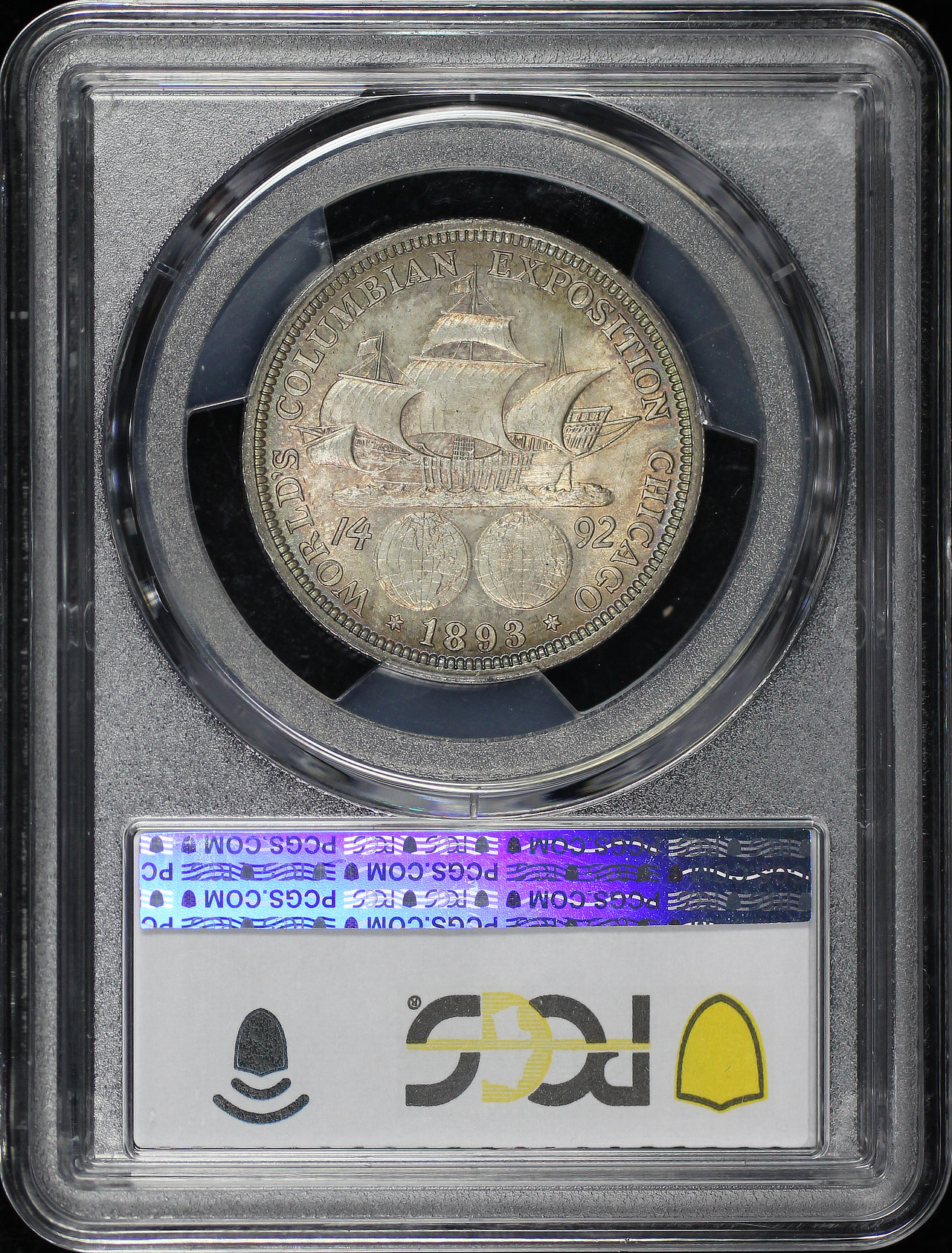 Reverse of this 1893 Silver Commemorative Columbian 50C PCGS MS-65