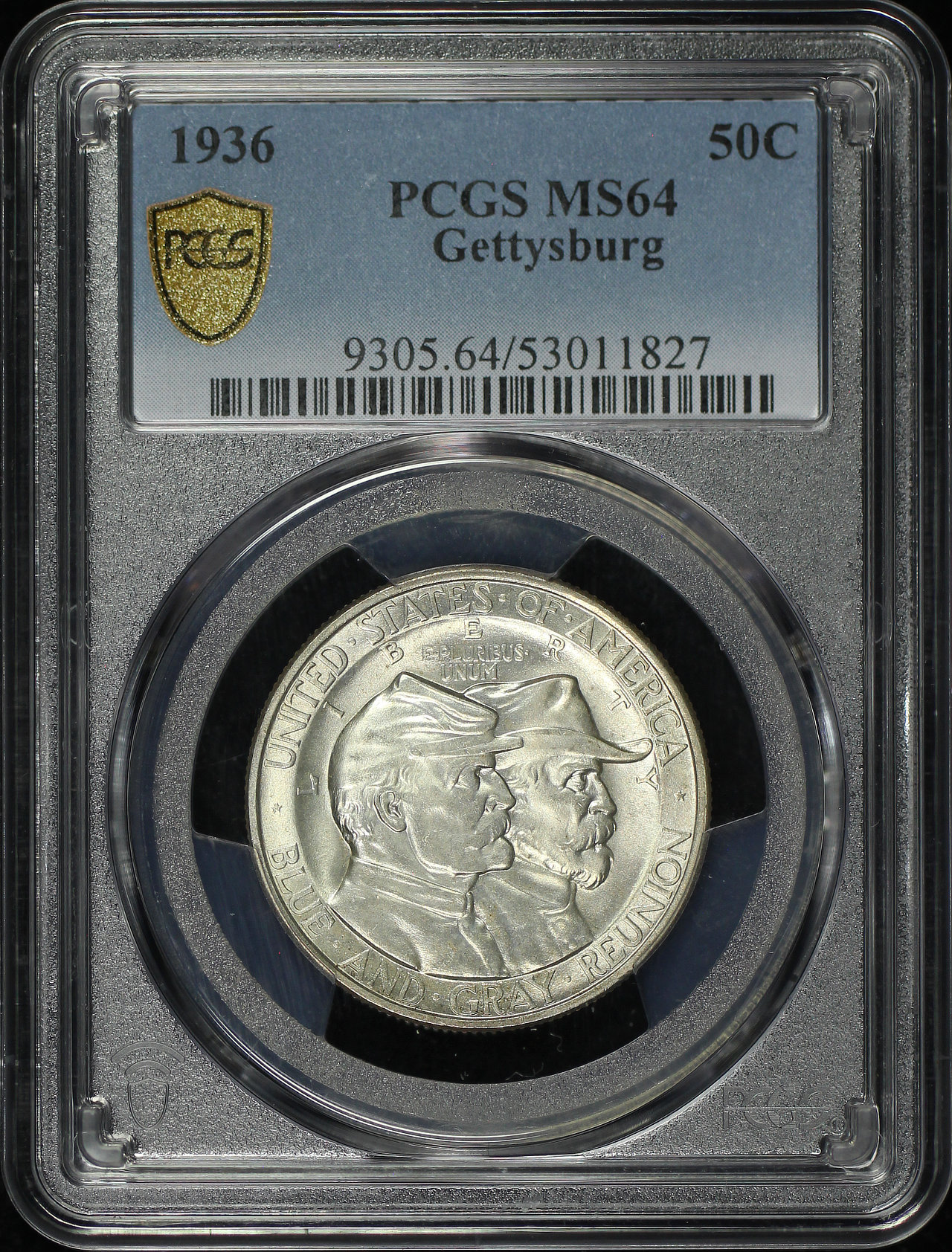Obverse of this 1936 50C Gettysburg Silver Commemorative PCGS MS-64