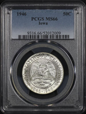 Obverse of this 1946 50C Iowa Silver Commemorative PCGS MS-66